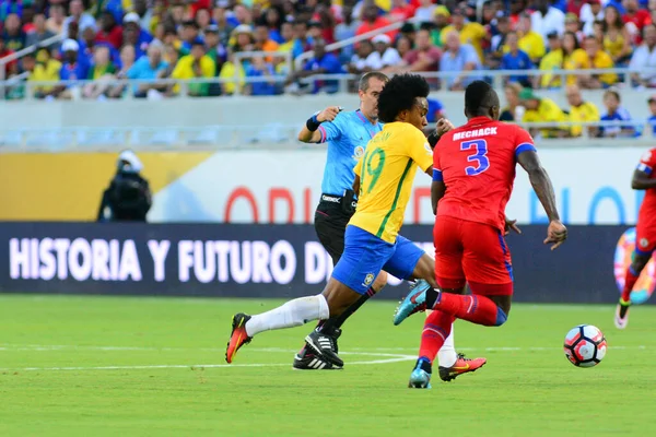 Brazília Szembesül Haitivel Copa America Centenario Alatt Orlando Floridában Camping — Stock Fotó