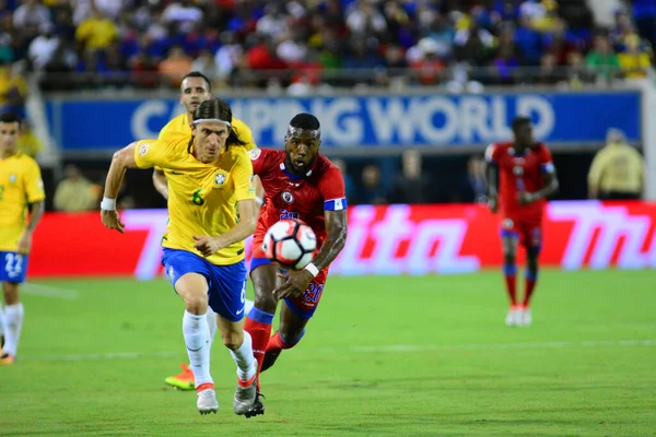 Brazylia Twarzą Haiti Podczas Copa America Centenario Orlando Florida Camping — Zdjęcie stockowe