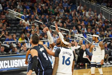 Orlando Magic 28 Şubat 2020 tarihinde Orlando Florida 'da Amway Center' da Minnesota Timberwolves 'a ev sahipliği yapar..  