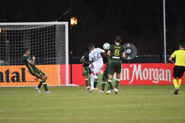 Los Angeles Galaksisi, 14 Temmuz 2020 'de Orlando Florida ABD' deki ESPN Vahşi Spor Dünyası 'nda düzenlenen MLS Sırt Turnuvası sırasında Portland Timbers ile karşı karşıya geldi.