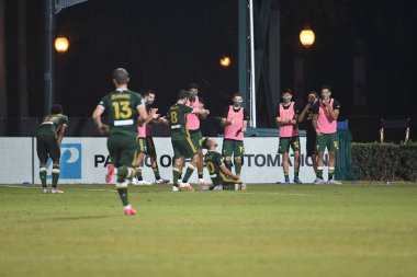 Los Angeles Galaksisi, 14 Temmuz 2020 'de Orlando Florida ABD' deki ESPN Vahşi Spor Dünyası 'nda düzenlenen MLS Sırt Turnuvası sırasında Portland Timbers ile karşı karşıya geldi.