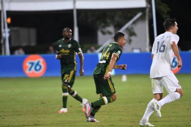 Los Angeles Galaksisi, 14 Temmuz 2020 'de Orlando Florida ABD' deki ESPN Vahşi Spor Dünyası 'nda düzenlenen MLS Sırt Turnuvası sırasında Portland Timbers ile karşı karşıya geldi.