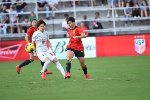 Espanha Japão Match Durante Copa Shebelieves 2020 Estádio Exploria Orlando — Fotografia de Stock