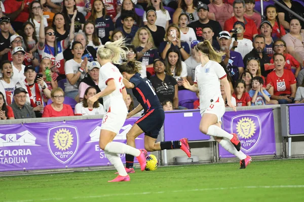 Eua Inglaterra Jogo Durante Copa Shebelieves 2020 Estádio Exploria Orlando — Fotografia de Stock