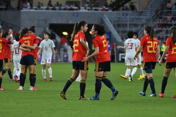 Spain Japan Match 2020 Shebelieves Cup Exploria Stadium Orlando Florida — стокове фото