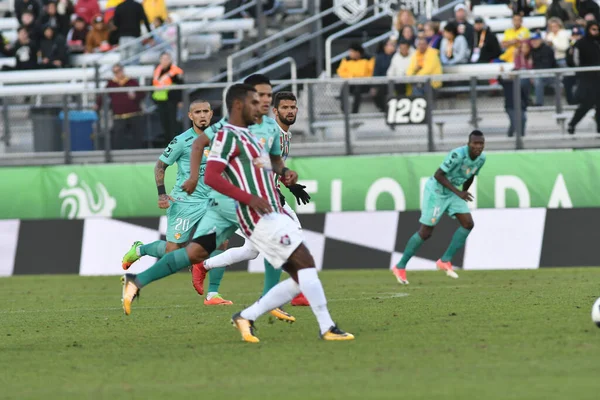 Fluminense Barcelona Podczas Pucharu Florydy Stadionie Spectrum Stycznia 2018 Orlando — Zdjęcie stockowe