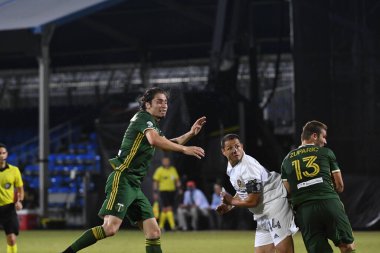 Los Angeles Galaksisi, 14 Temmuz 2020 'de Orlando Florida ABD' deki ESPN Vahşi Spor Dünyası 'nda düzenlenen MLS Sırt Turnuvası sırasında Portland Timbers ile karşı karşıya geldi..