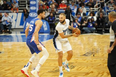 Orlando Magic 27 Aralık 2019 Cuma günü Orlando, Florida 'daki Amway Arena' da Philadelphia 76ers 'a ev sahipliği yapıyor..