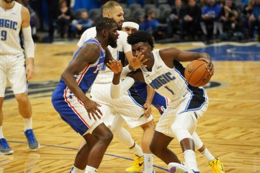 Orlando Magic, Philadelphia 76ers 'ı 13 Kasım 2019 Çarşamba günü Amway Center' da ağırlamaktadır. Fotoğraf: Marty Jean-Louis