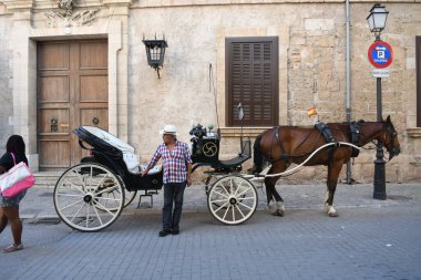 Bir faytoncuyla at arabasının görüntüsü