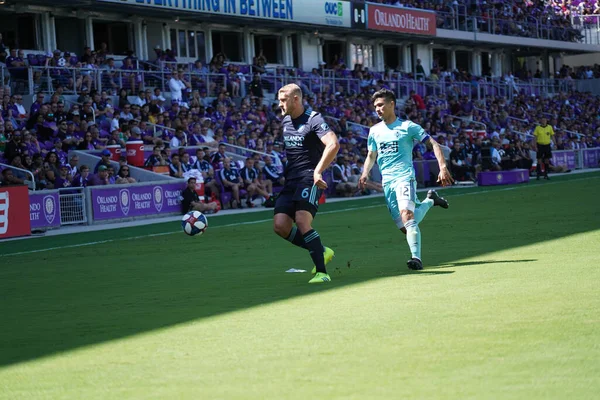 Orlando City Hosts Vancouver Whitecaps Orlando City Stadium Saturday Április — Stock Fotó