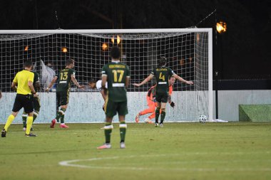 Los Angeles Galaksisi, 14 Temmuz 2020 'de Orlando Florida ABD' deki ESPN Vahşi Spor Dünyası 'nda düzenlenen MLS Sırt Turnuvası sırasında Portland Timbers ile karşı karşıya geldi.