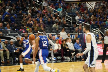 Orlando Magic, Philadelphia 76ers 'ı 13 Kasım 2019 Çarşamba günü Amway Center' da ağırlamaktadır. Fotoğraf: Marty Jean-Louis