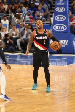 Orlando Magic 25 Ekim 2018 'de Orlando Florida' daki Amway Center 'da Portland Trail Blazers' ı sunar.. 