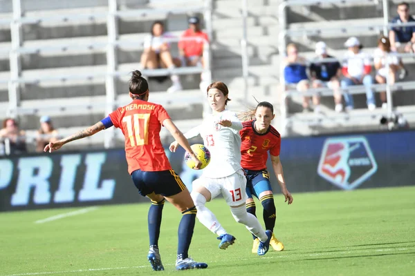 Spanje Japan Match Tijdens 2020 Shebelieves Cup Het Exploria Stadium — Stockfoto