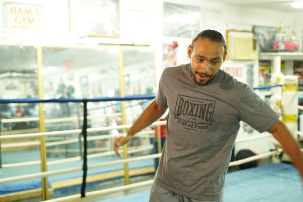 Boxer Keith One Time Thurman Ett Pressevenemang Hans Gym Innan — Stockfoto