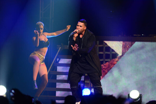 Daddy Yankee and Don Omar in concert at the Amway Center in Orlando Florida on August 7, 2016.  