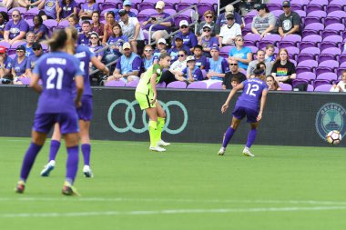 Orlando Pride 21 Temmuz 2018 'de Orlando Florida' daki Exploria Stadyumu 'nda Seattle Reign FC' ye ev sahipliği yapmaktadır. Fotoğraf: Marty Jean-Louis