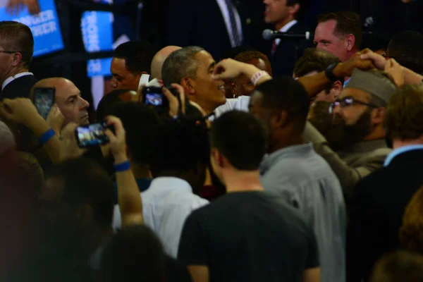 Presidente Barack Obama Organizó Mitin Campaña Para Candidata Presidencial Hillary — Foto de Stock