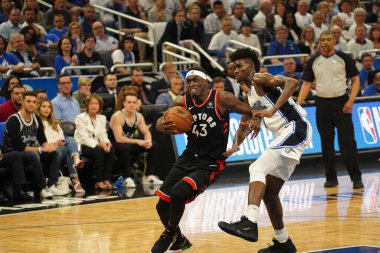 Orlando Magic 19 Nisan 2019 Cuma günü Orlando Florida 'daki Amway Arena' daki NBA Playoff 1 'de Toronto Rapçileri' ne ev sahipliği yapıyor.