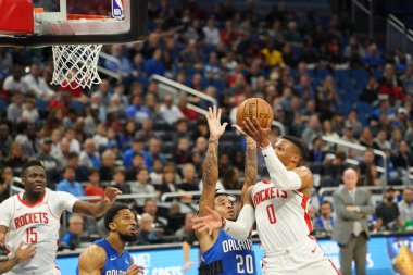 Orlando Magic, 13 Aralık 2019 Cuma günü Orlando, Florida 'daki Amway Center' da Houston Rockets 'a ev sahipliği yapıyor..