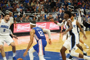 Orlando Magic, Philadelphia 76ers 'ı 13 Kasım 2019 Çarşamba günü Amway Center' da ağırlamaktadır. Fotoğraf: Marty Jean-Louis