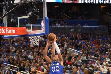 Orlando Magic 17 Ekim 2018 'de Orlando Florida' daki Amway Center 'da Miami Heat' i sunar..