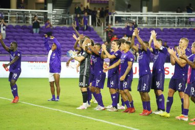 Orlando City SC, 19 Haziran 2019 Çarşamba günü Orlando 'daki Exploria Stadyumu' nda düzenlenen ABD Açık Kupası sırasında New England Devrimi 'ne ev sahipliği yaptı.