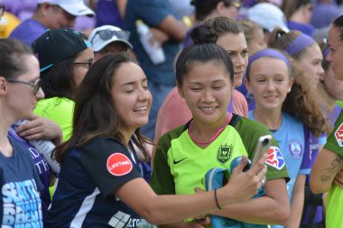 Orlando Pride 21 Temmuz 2018 'de Orlando Florida' daki Exploria Stadyumu 'nda Seattle Reign FC' ye ev sahipliği yapmaktadır. Fotoğraf: Marty Jean-Louis