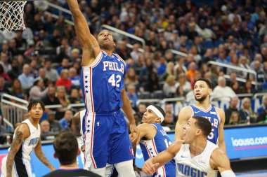 Orlando Magic 27 Aralık 2019 Cuma günü Orlando, Florida 'daki Amway Arena' da Philadelphia 76ers 'a ev sahipliği yapıyor..