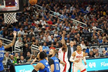 Orlando Magic, 13 Aralık 2019 Cuma günü Orlando, Florida 'daki Amway Center' da Houston Rockets 'a ev sahipliği yapıyor.