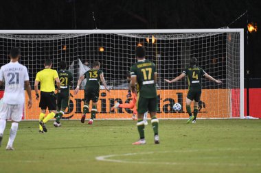 Los Angeles Galaksisi, 14 Temmuz 2020 'de Orlando Florida ABD' deki ESPN Vahşi Spor Dünyası 'nda düzenlenen MLS Sırt Turnuvası sırasında Portland Timbers ile karşı karşıya geldi.