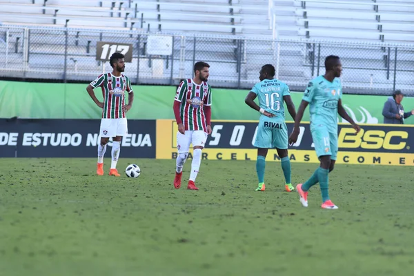 Fluminense Gegen Barcelona Während Des Florida Cup Spectrum Stadium Januar — Stockfoto