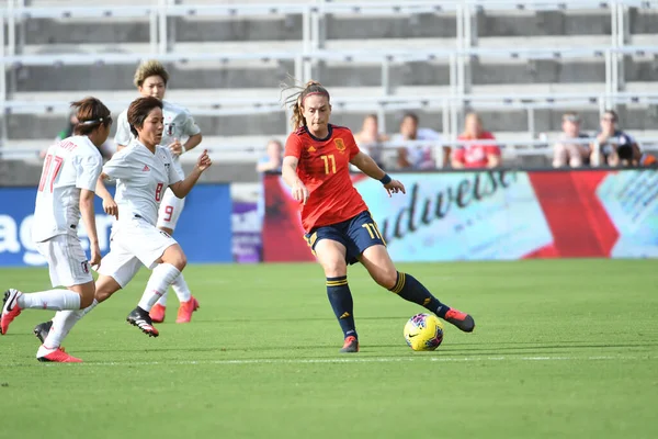 España Japón Durante Copa Shebelieves 2020 Estadio Exploria Orlando Florida — Foto de Stock