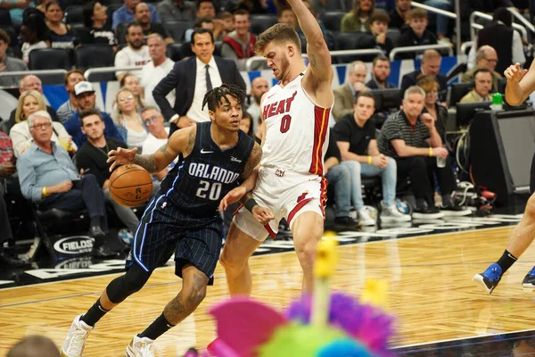 Portland Traillblazers Jogador Mccollum Leva Tiro Durante Jogo Amway Center — Fotografia de Stock