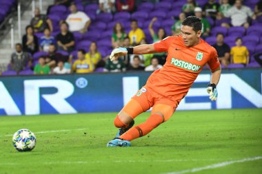 Atletico Milli kalecisi 15 Ocak 2020 Çarşamba günü Orlando Florida 'daki Exploria Stadyumu' nda topu durdurdu.. 