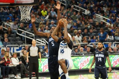 Orlando Magic 28 Şubat 2020 tarihinde Orlando Florida 'da Amway Center' da Minnesota Timberwolves 'a ev sahipliği yapar..  