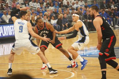 Orlando Magic 19 Nisan 2019 Cuma günü Orlando Florida 'daki Amway Arena' daki NBA Playoff 1 'de Toronto Rapçileri' ne ev sahipliği yapıyor.