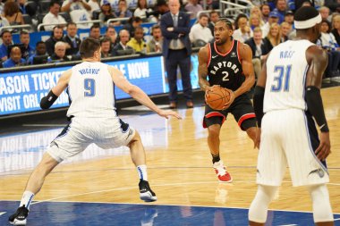 Orlando Magic 19 Nisan 2019 Cuma günü Orlando Florida 'daki Amway Arena' daki NBA Playoff 1 'de Toronto Rapçileri' ne ev sahipliği yapıyor.