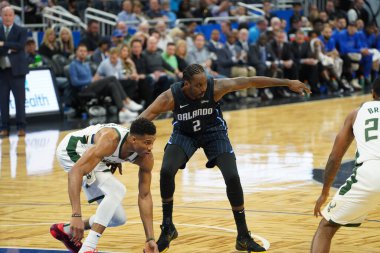Orlando Magic, Orlando, Florida, ABD 'deki Amway Center' da Milwaukee Bucks 'a ev sahipliği yapıyor. 1 Kasım 2019.  
