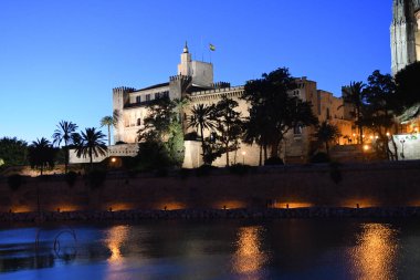 Palma De Mallorca İspanya 'daki Palma Kilisesi' nin gece manzarası