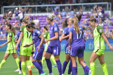 Orlando Pride 21 Temmuz 2018 'de Orlando Florida' daki Exploria Stadyumu 'nda Seattle Reign FC' ye ev sahipliği yapmaktadır. Fotoğraf: Marty Jean-Louis