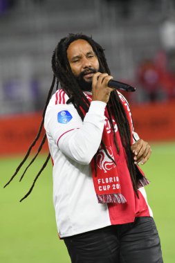 Bob Marley 'nin Oğlu Ky-Mani Marley, 10 Ocak 2019 Perşembe günü Orlando City Stadyumu' nda Florida Kupası sırasında sahne alıyor. Fotoğraf: Marty Jean-Louis, 2019. Fotoğraf Kredisi:  