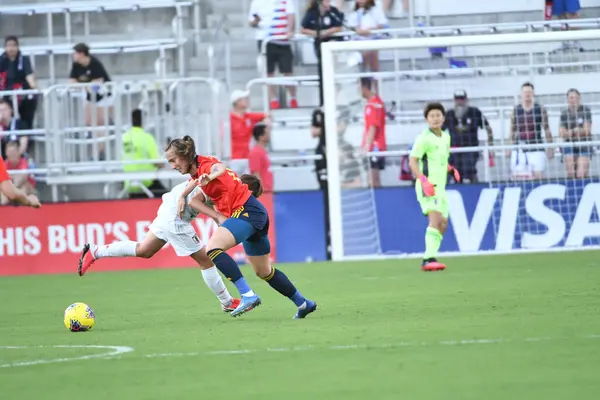 Spain Japan Match 2020 Shebelieves Cup Exploria Stadium Orlando Florida — стокове фото