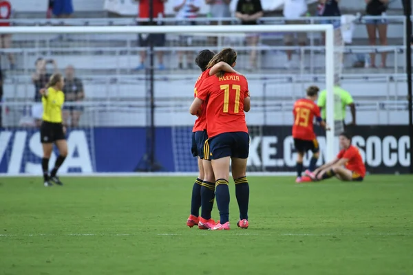 España Japón Durante Copa Shebelieves 2020 Estadio Exploria Orlando Florida —  Fotos de Stock