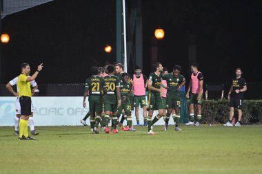 Los Angeles Galaksisi, 14 Temmuz 2020 'de Orlando Florida ABD' deki ESPN Vahşi Spor Dünyası 'nda düzenlenen MLS Sırt Turnuvası sırasında Portland Timbers ile karşı karşıya geldi.