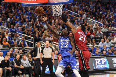 Orlando Magic 17 Ekim 2018 'de Orlando Florida' daki Amway Center 'da Miami Heat' i sunar..