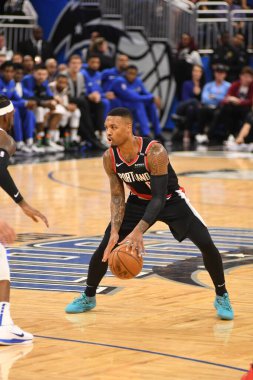 Orlando Magic 25 Ekim 2018 'de Orlando Florida' daki Amway Center 'da Portland Trail Blazers' ı sunar.. 