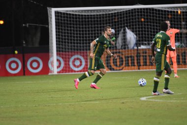 Los Angeles Galaksisi, 14 Temmuz 2020 'de Orlando Florida ABD' deki ESPN Vahşi Spor Dünyası 'nda düzenlenen MLS Sırt Turnuvası sırasında Portland Timbers ile karşı karşıya geldi.