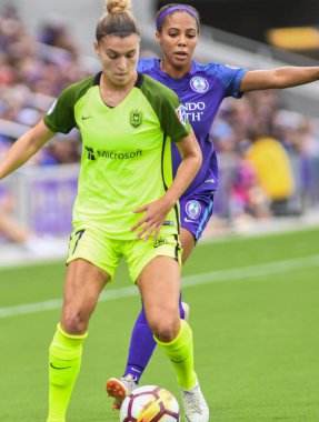 Orlando Pride 21 Temmuz 2018 'de Orlando Florida' daki Exploria Stadyumu 'nda Seattle Reign FC' ye ev sahipliği yapmaktadır. Fotoğraf: Marty Jean-Louis